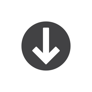 向下箭头图标矢量填充平面标志固体象形文字隔离在白色上.