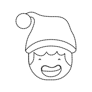 虚线形状化身男孩头圣诞帽矢量插图照片