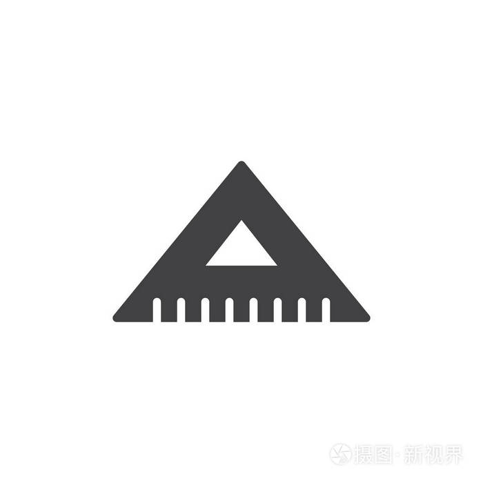 三角尺图标矢量填充平号固体象形文字隔离在白色上. 符号标志插图.
