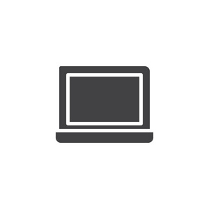 笔记本电脑图标矢量填充平面标志固体象形文字隔离在白色上。 笔记本电脑符号标志插图。