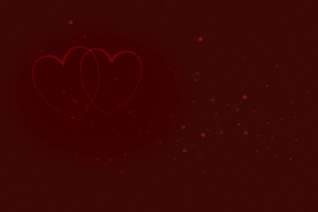 红色的心形在抽象的光闪烁背景上的爱情概念，情人节与甜蜜浪漫的时刻