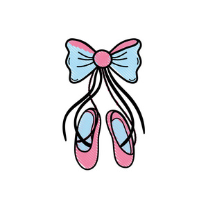 格子芭蕾舞鞋风格与丝带弓矢量插图照片