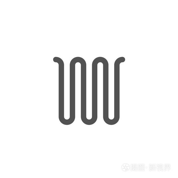 波浪锯齿形线符号几何矢量符号符号, 线条轮廓抽象徽标元素模板隔离剪