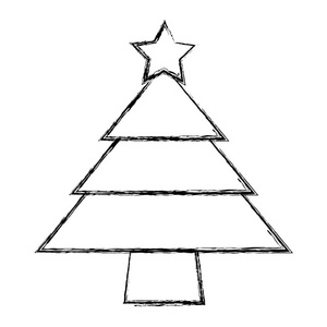 图带有星饰矢量插图的圣诞松树