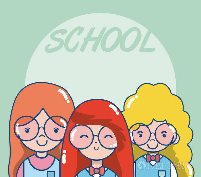 学校师生可爱卡通矢量图平面设计