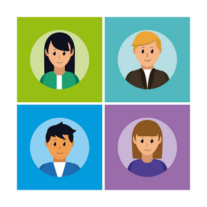 现代图形风格中的人物形象人物形象肖像在白色背景男性头像平面卡通有