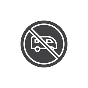没有公共汽车禁止交通路标图标矢量填充平面标志固体象形文字隔离在白色上。 符号标志插图。