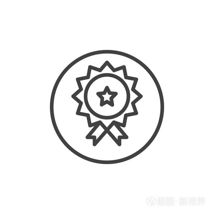 带有星星符号标志插图的徽章. 可编辑行程