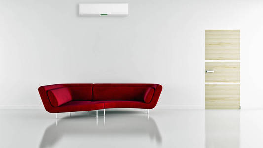 现代明亮的内部客厅与空调插图3渲染计算机生成的图像