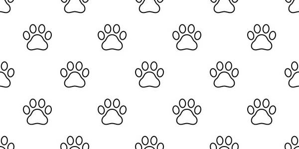 狗爪无缝矢量足迹图案小猫小狗瓷砖背景重复墙纸围巾孤立卡通插图涂鸦插画 正版商用图片191bos 摄图新视界