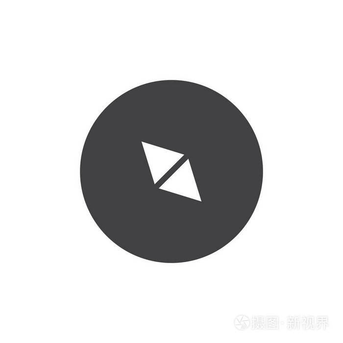 指南针图标矢量填充平号固体象形文字隔离在白色上.