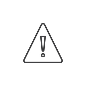 注意三角线图标轮廓矢量符号线性风格象形文字隔离在白色上.