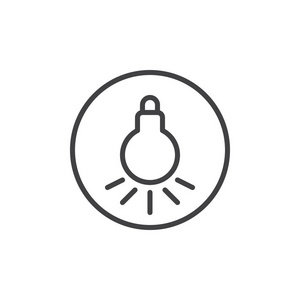 灯泡线图标轮廓矢量符号线性样式象形文字隔离在白色上.