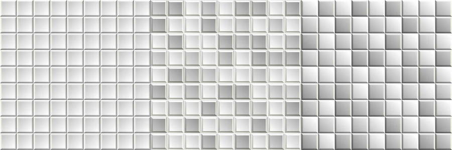 一套无缝的黑白马赛克背景. 墙砖纹理灰度矢量模式照片