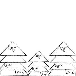 图自然松树，雪设计矢量插图