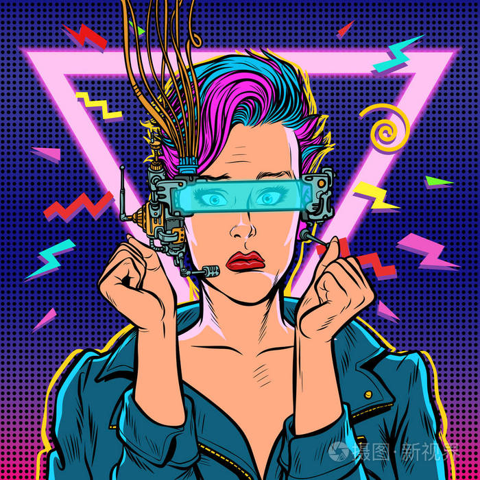 焦虑悲伤 vr 眼镜女性玩家虚拟现实在线.