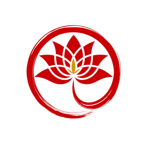 圆圈红色莲花钻石抽象标志照片