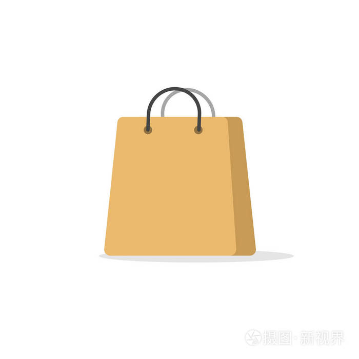 购物袋纸矢量图标隔离, 平面卡通纸包, 标志性元素剪贴画的想法