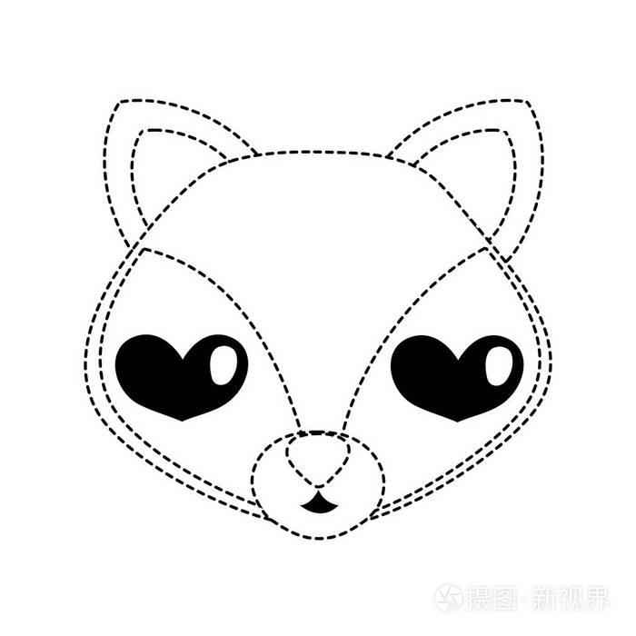 虚线形状迷走狐头可爱动物矢量插图插画-正版商用图片18v2ko-摄图新
