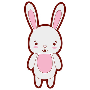 线色可爱快乐兔子野生动物矢量插图