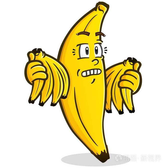 香蕉卡通人物抱着发束