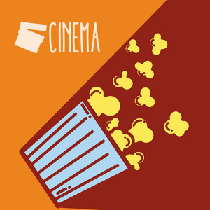 流行玉米盒电影院可爱卡通概念矢量插图平面设计