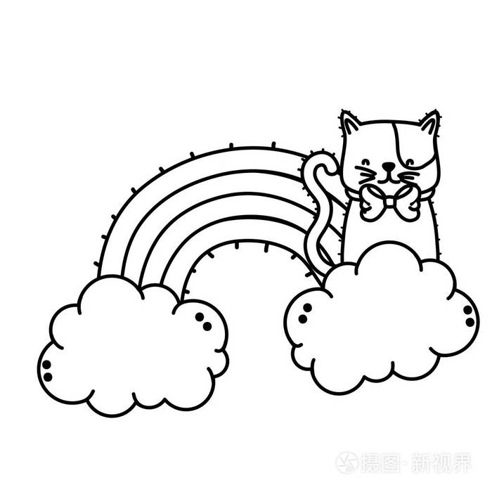 卡通猫动物宠物与小猫主题隔离设计矢量图