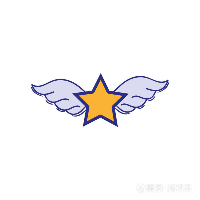 全彩色星星翅膀岩石符号艺术矢量插图