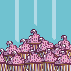 美味小蛋糕食品卡通概念矢量图平面设计