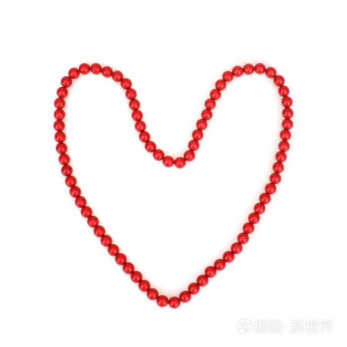 白底红心项链