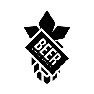 高级啤酒花标志型tee打印徽章插图. 酿造时尚t恤徽章设计.照片