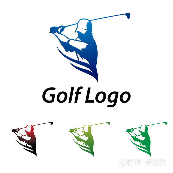 高尔夫标志抽象挥杆和击球