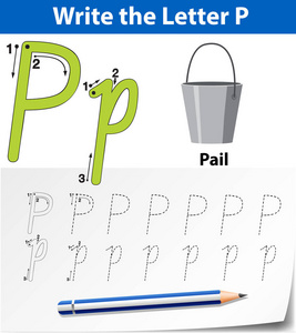 字母p跟踪字母表工作表插图