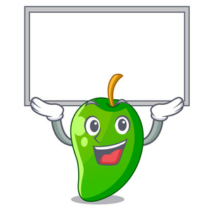 上板绿色芒果在一篮子卡通矢量插图