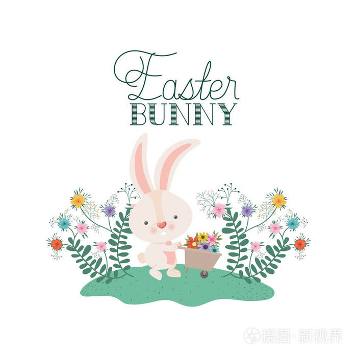 复活节兔子标签隔离图标