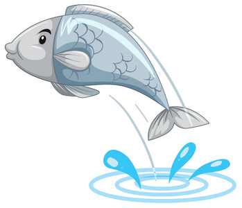 简单的鱼从水上跳下来的插图图片