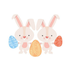 复活节兔子与鸡蛋隔离图标
