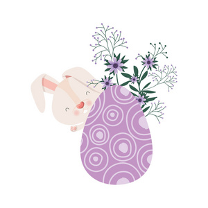 复活节兔子与鸡蛋分离图标图片