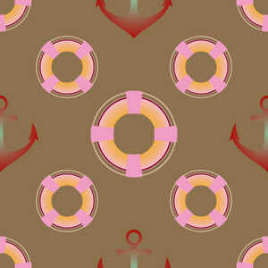 航海卡通平面重复图案. 插图照片