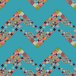 彩色图形立方体和方形壁纸无缝抽象矢量插图
