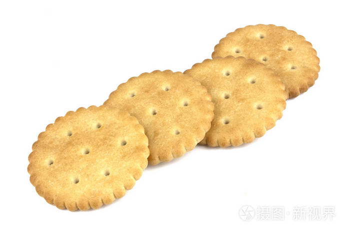 白色背景上分离的干圆饼干,食物概念照片-正版商用图片18vzbj-摄图新