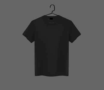 s black tshirt Mockup on metal hanger and dark background. Sho