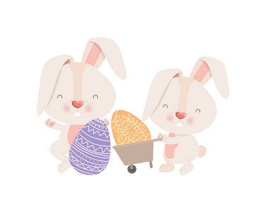 小兔子与手推车和复活节彩蛋图标