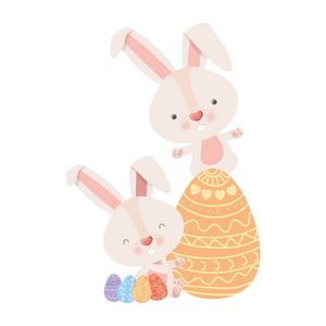 复活节兔子与鸡蛋被隔绝的图标