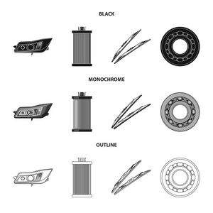 自动和部件图标的矢量插图。股票汽车和汽车矢量图标集