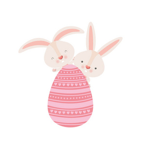 复活节兔子与鸡蛋隔离图标