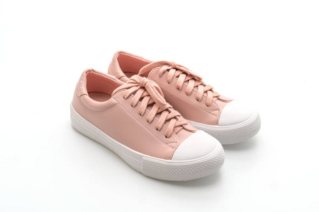 白色背景的粉色运动鞋