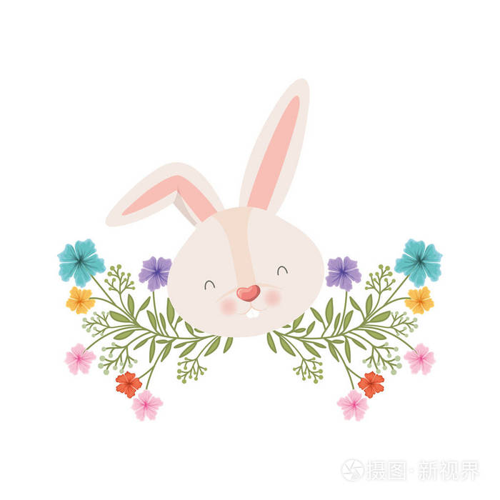 兔子头与花被隔绝的图标