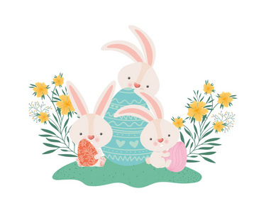 复活节兔子与蛋和花图标