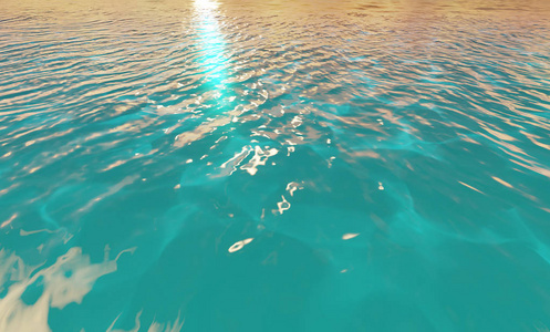 美丽宁静的自然度假海景,在热带环境中有美丽的海浪,清澈透明的纯净的